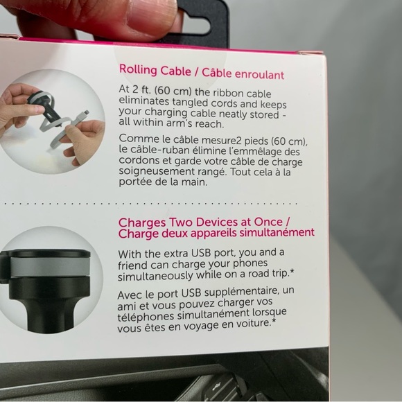 Aluratek Lightning Rolling Ribbon Cable Car Charger w/ USB Charging Cable BNIB - Picture 4 of 6